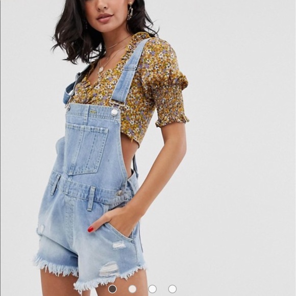 Free People Pants - Free people distressed denim overalls